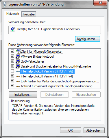 Eigenschaften von LAN-Verbindung
