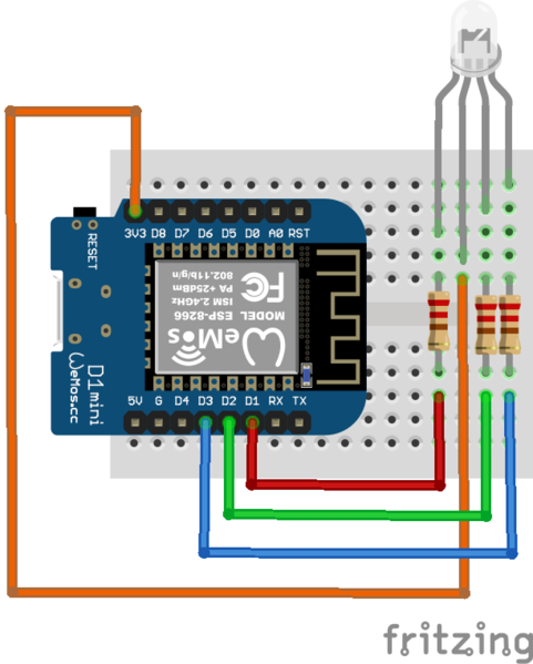 Datei:Wemos D1 Mini + RGB LED Anode Steckplatine.png